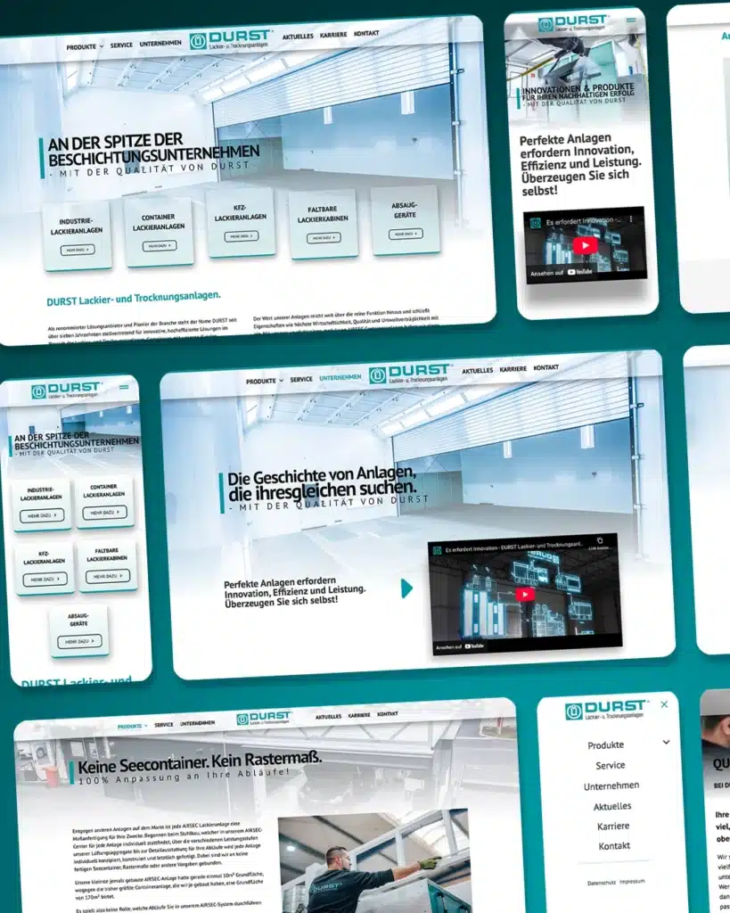 Screenshots der Webseite von Durst Lackieranlagen in Saalfeld