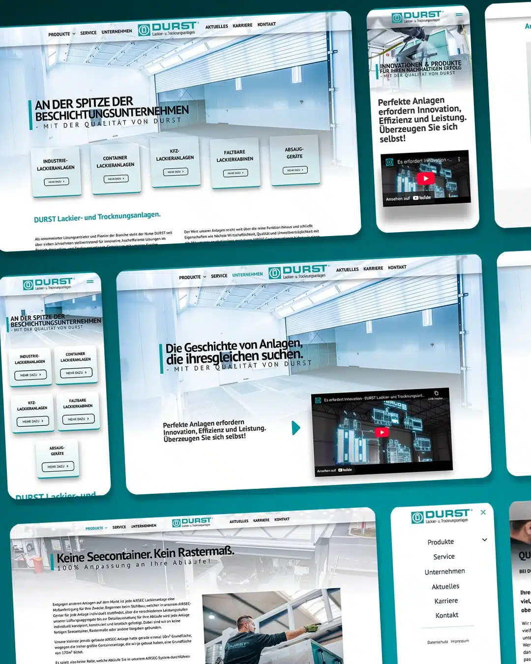 Screenshots der Webseite von Durst Lackieranlagen in Saalfeld