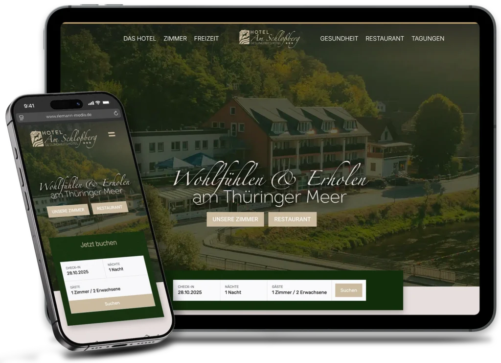 Screenshots der Webseite www.schlossberg-ziegenrueck.de