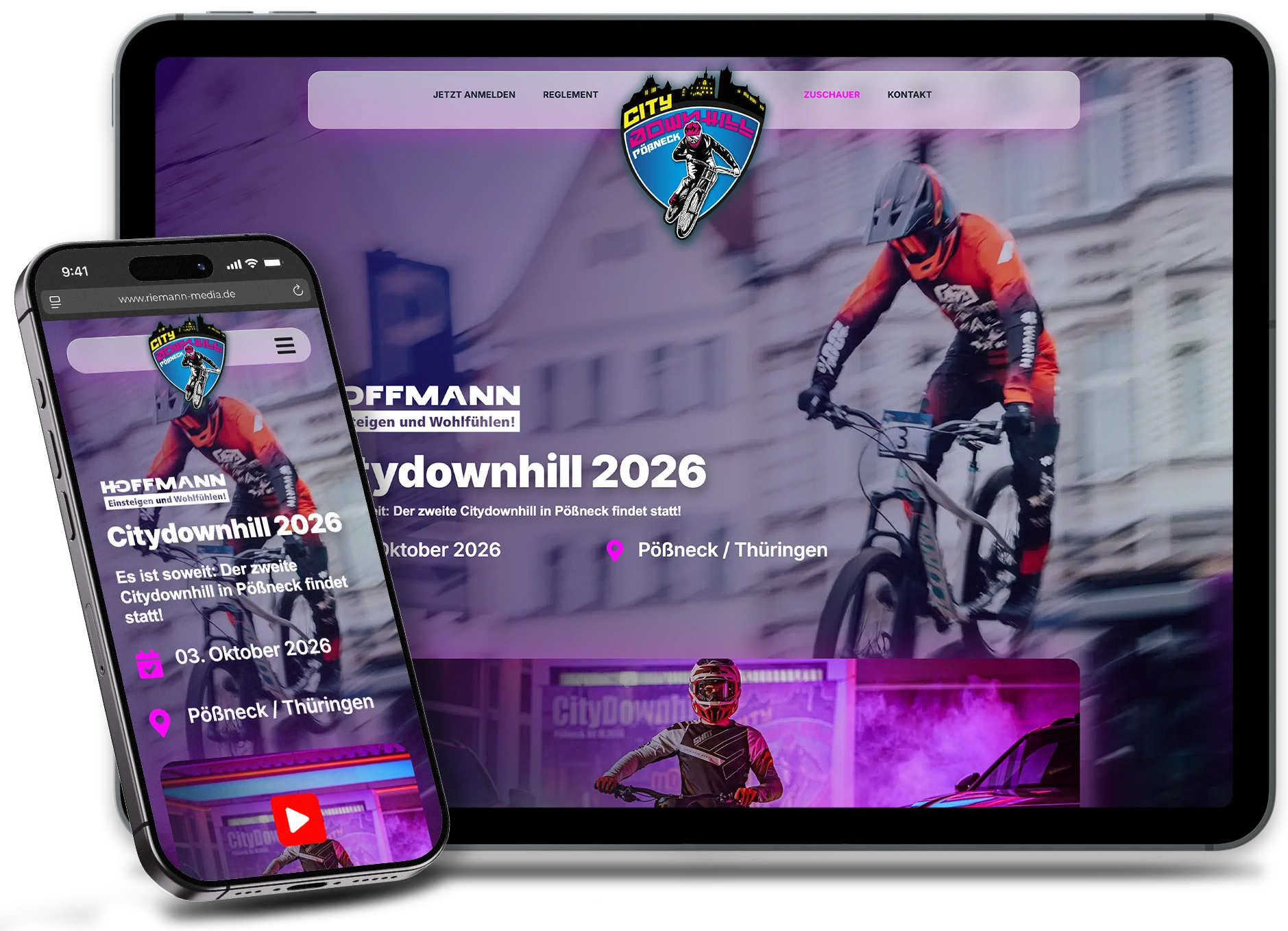 Webseite Citydownhill Pößneck auf iPad und iPhone