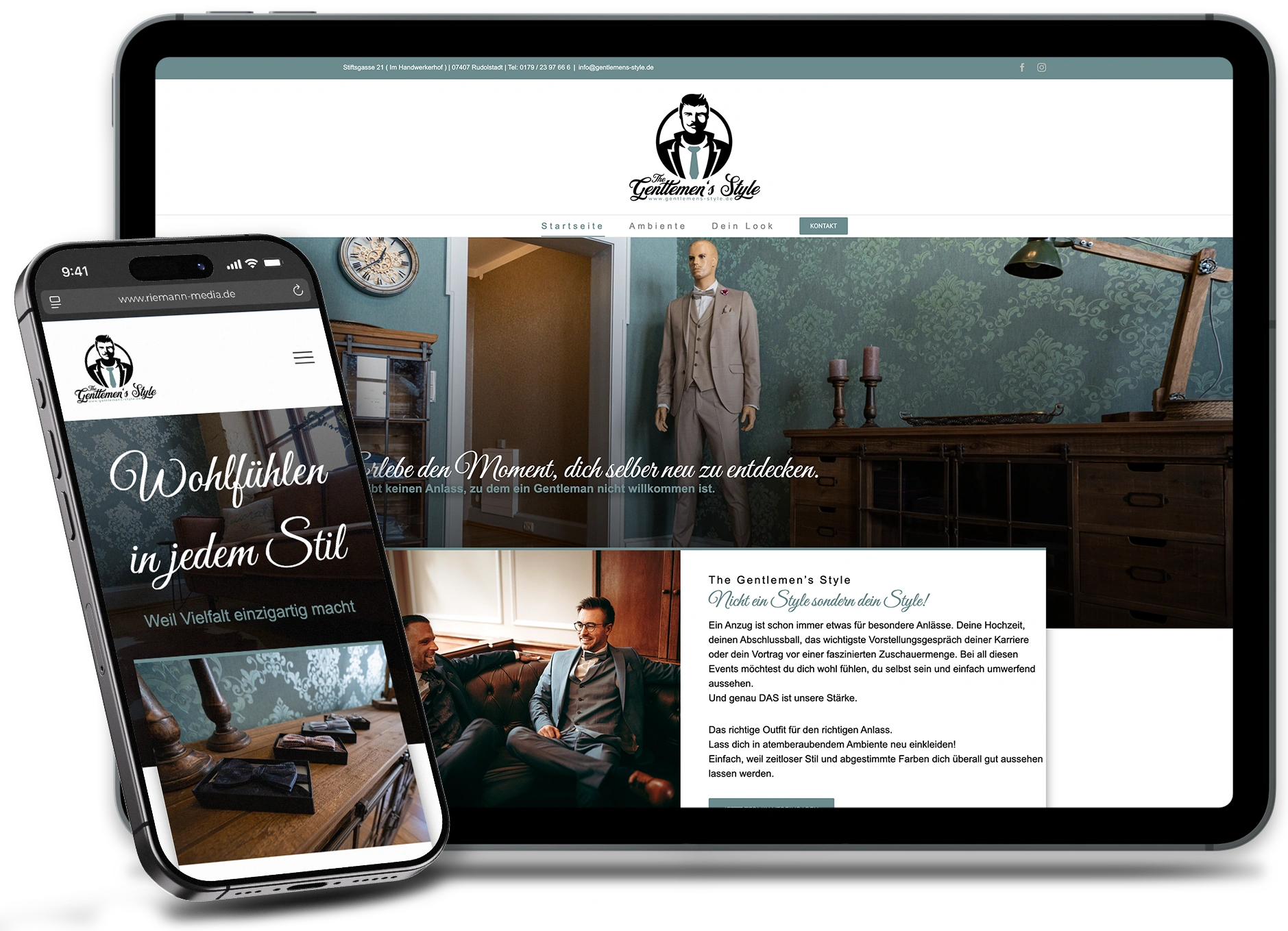Webseite Gentlemens Style auf iPad und iPhone