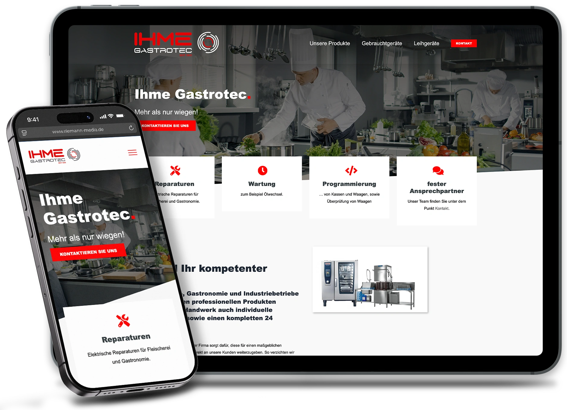 Webseite Ihme Gastrotec auf iPad und iPhone