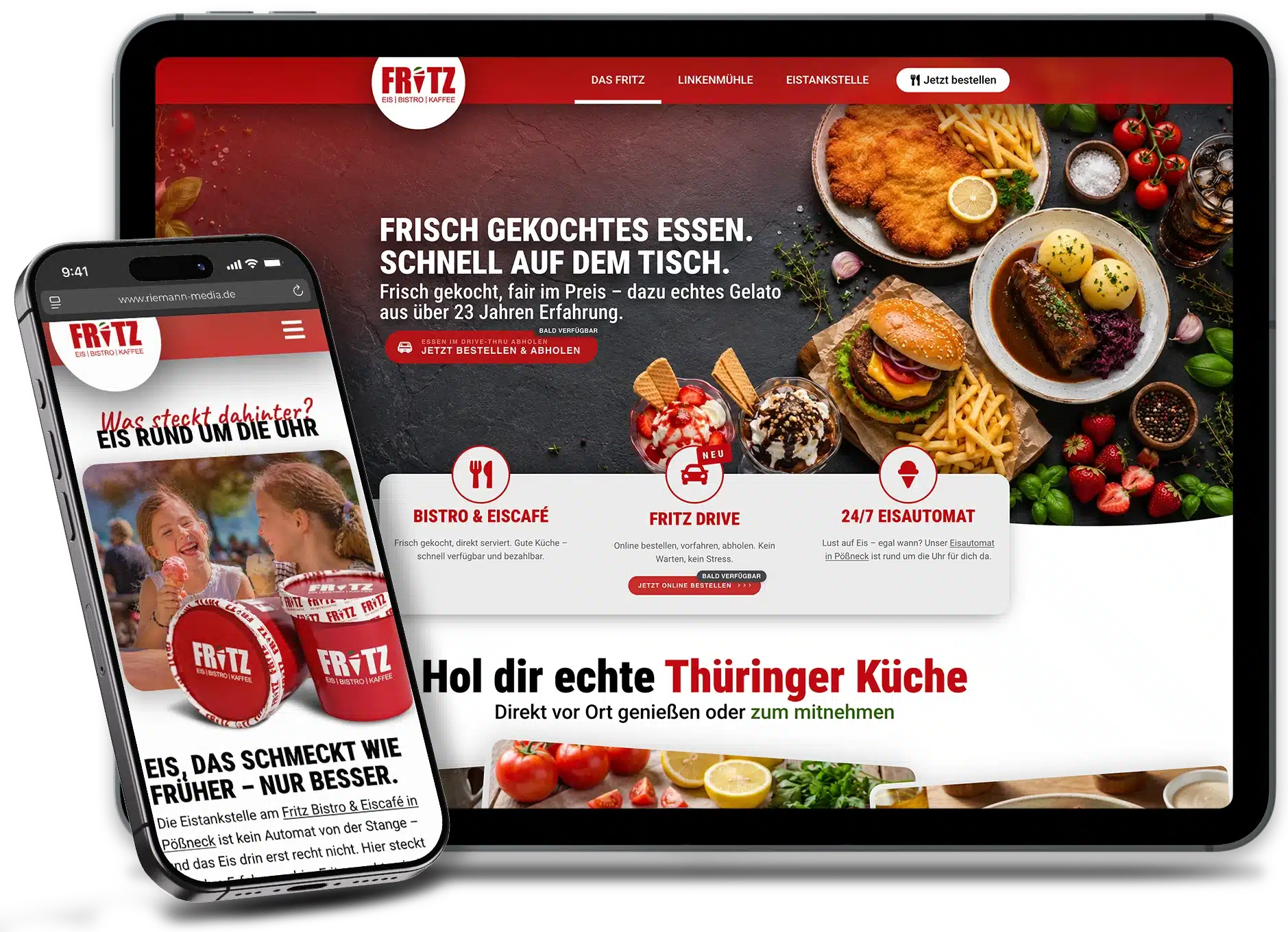 Webseite FRITZ Bistro & Eis auf iPad und iPhone
