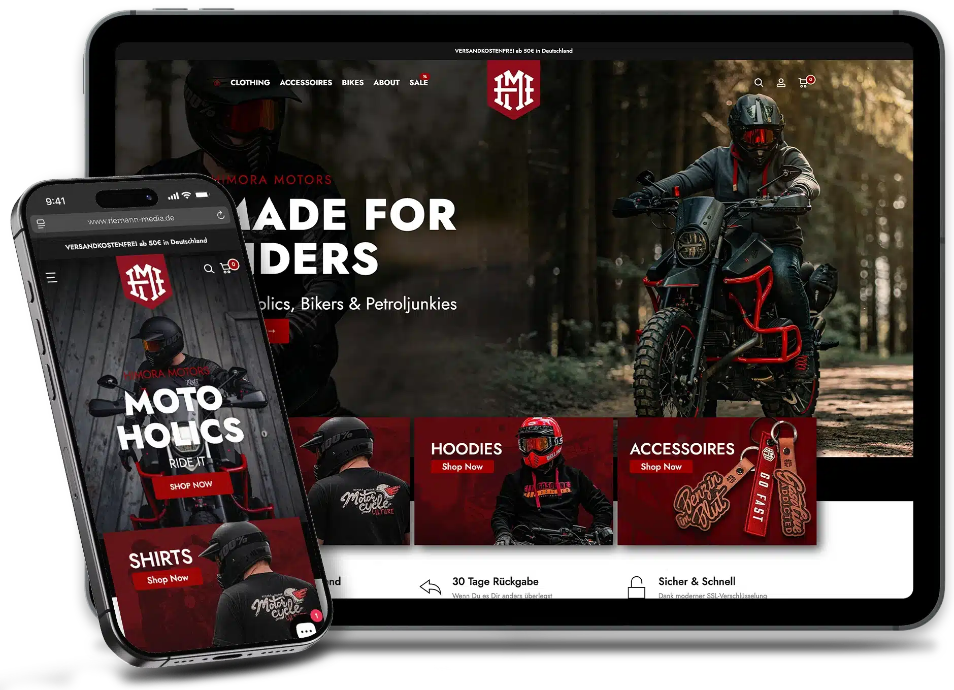 Webseite Himora Motors auf iPad und iPhone
