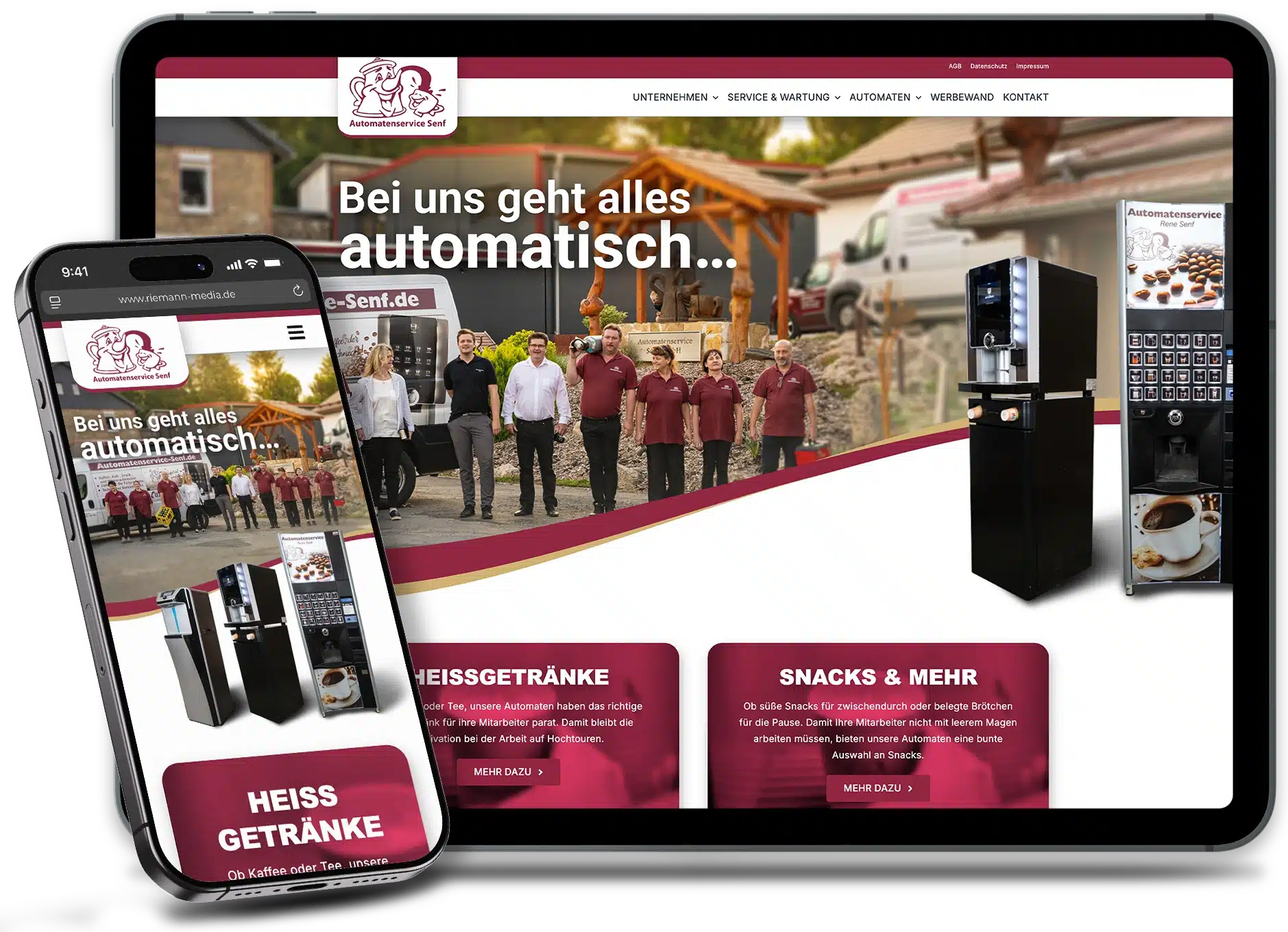 Webseite Automatenservice Senf GmbH auf iPad und iPhone