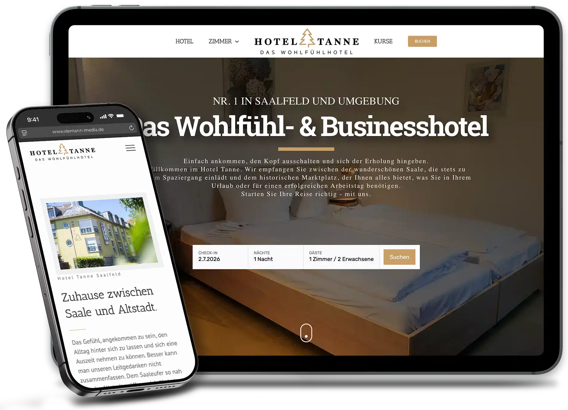 Webseite Hotel Tanne auf iPad und iPhone